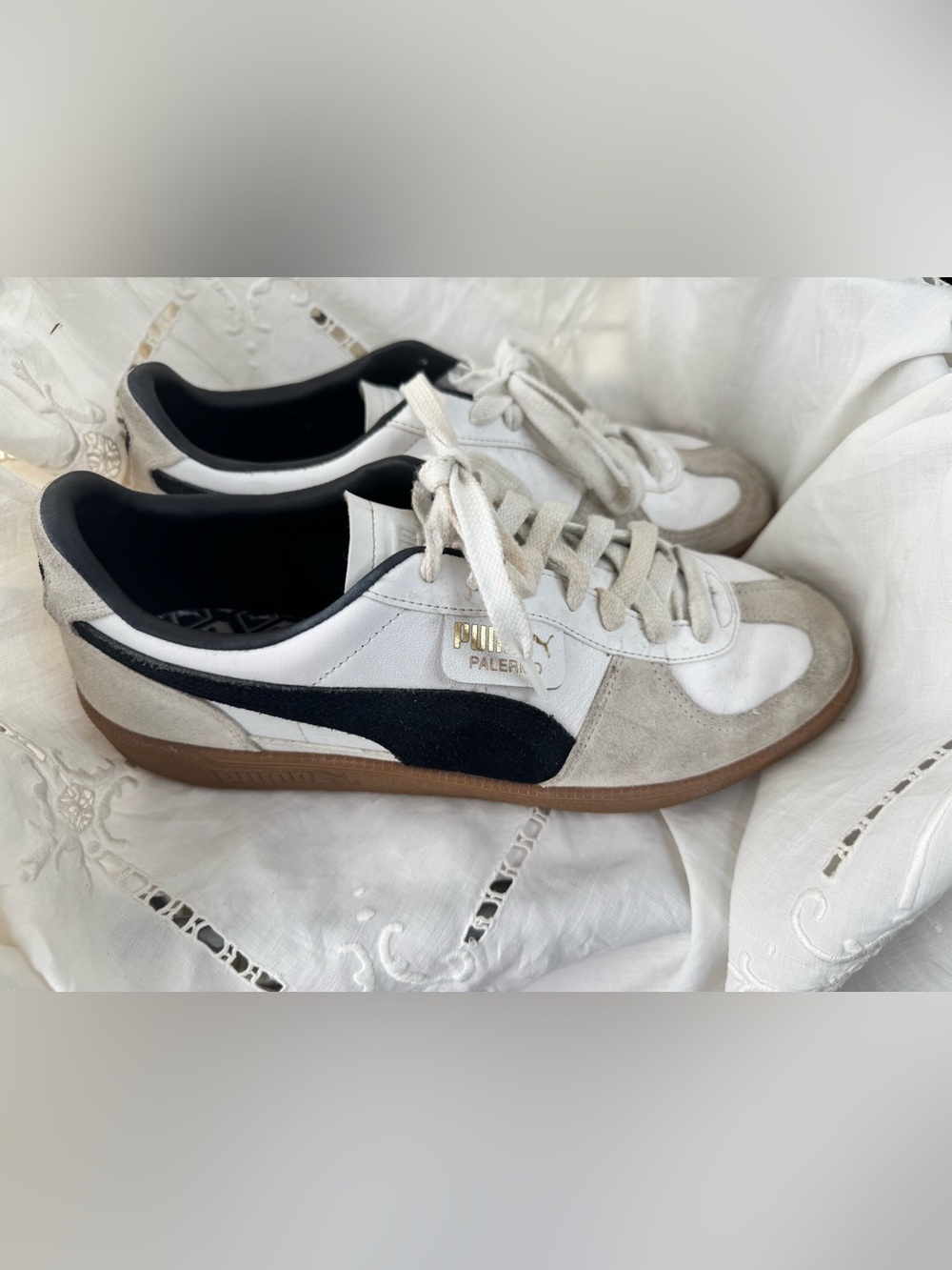 Puma Palerma Men's White Black & Gum Low-Top Sneakers 11.5